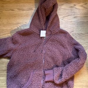 Deep pink Sherpa full zip sweat shirt